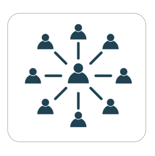 People forming a circle, symbolizing connection and unity. Represents employee engagement in sustainability